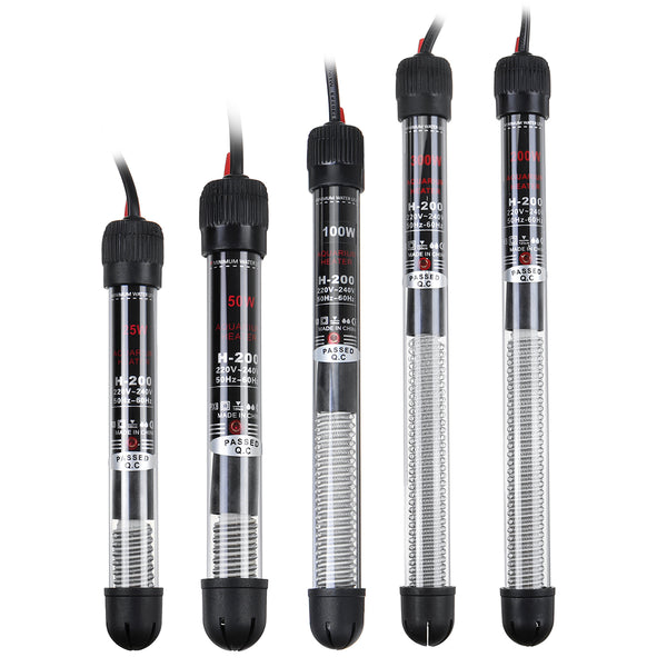 25/50/100/200/300W 220V Aquarium Fish Tank Submersible Water Heater Double-layer Waterproof Heating Rod