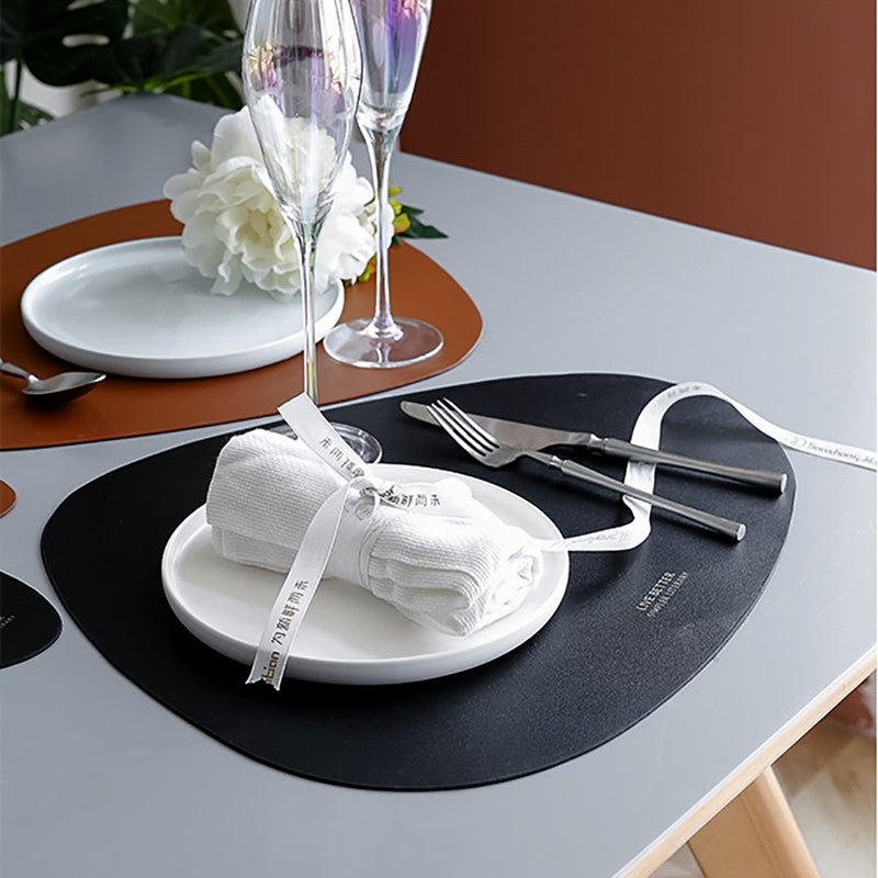 2Pcs/Set Kitchen Placemats Coasters Dining Table Bowl Cup Mats PU Leather Washable