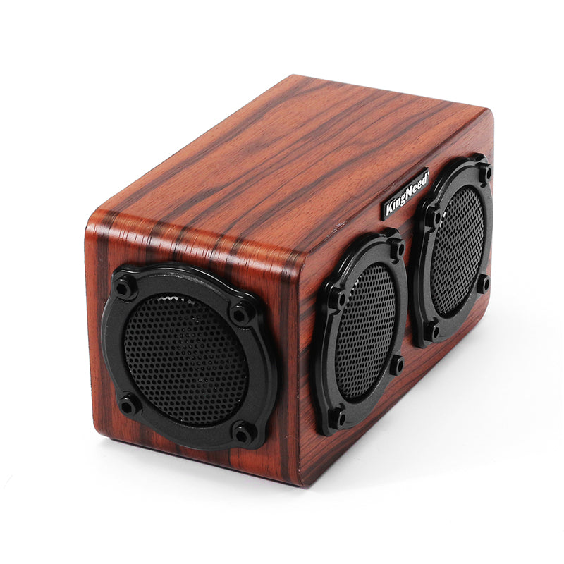 Kingneed S403 HiFi Wooden Wireless bluetooth Speaker Portable Stereo Outdoors Subwoofer with Mic