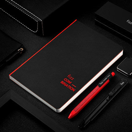 Fizz FZ335009 Notebook & Gel Pen Gift Box Set Thicken Business Hard Cover A5 Writing Notebook 0.5mm Black Ink Gel Pen Stationery School Office Supplies