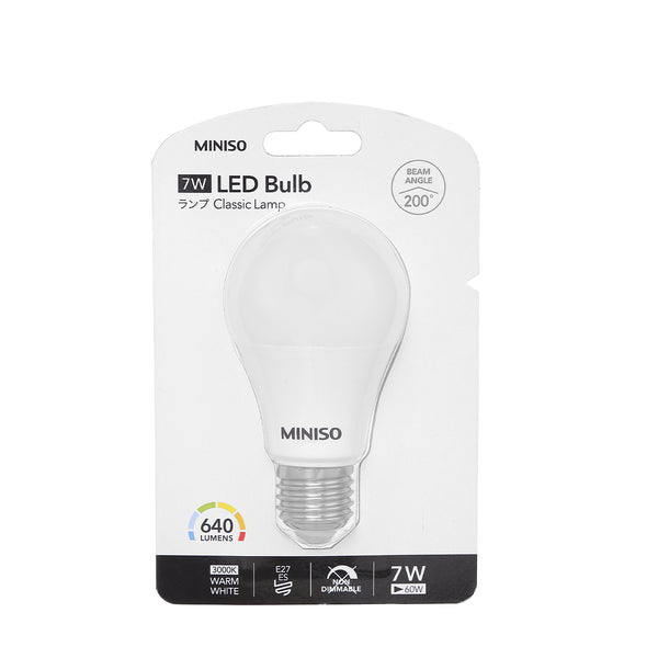 MINISO LA27W7W64 E27 A60 Warm White 7W LED Bulb Indoor Lighting For Porch Living Room Home