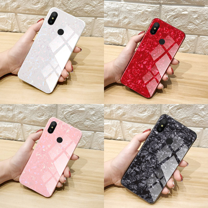 Bakeey Shell Glossy Soft Frame Hard Back Tempered Glass Protective Case for Xiaomi Redmi Note 6 Pro