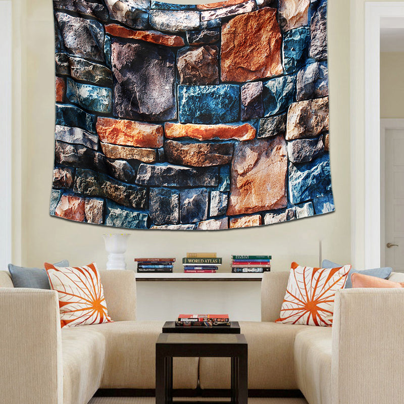 3D Stone Brick Decorative Tapestry Art Wall Hanging Living Room Decor Bedspread