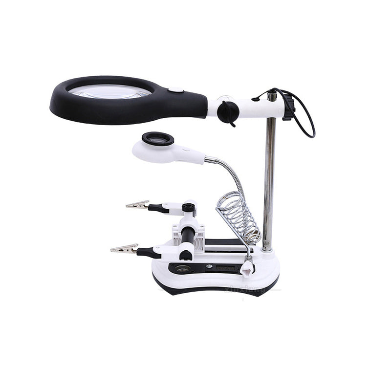 10X Soldering Magnifier Desk Lamp Repair Clamp Desktop Magnifying Glasses with 18 LED Light