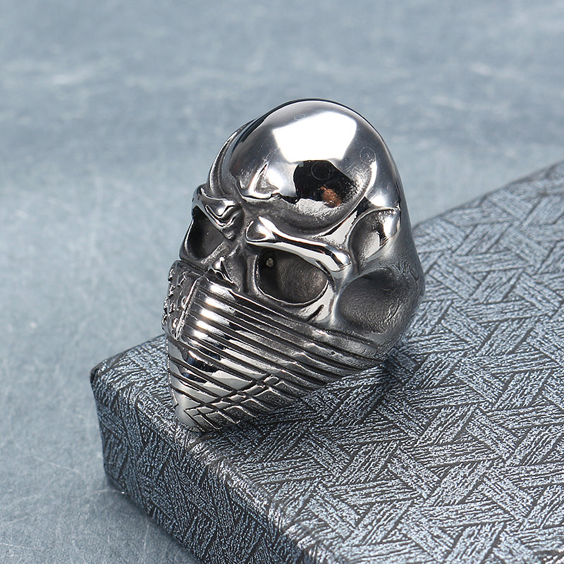 Fashion Titanium Steel Men's Ring Skull and Flag Personality Finger Ring