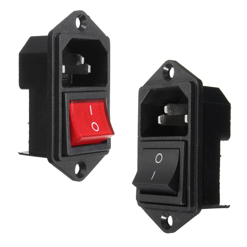 1pcs 10A 250V 3Pin IEC320 C14 Inlet Module Plug Fuse With Switch Male Power Socket