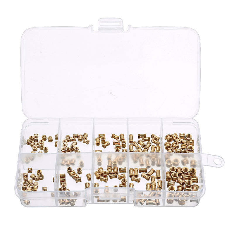 Suleve MXBN1 200Pcs M2/M2.5/M3 Knurled Brass Threaded Insert Nut Female Thread Embedment Nuts Assortment