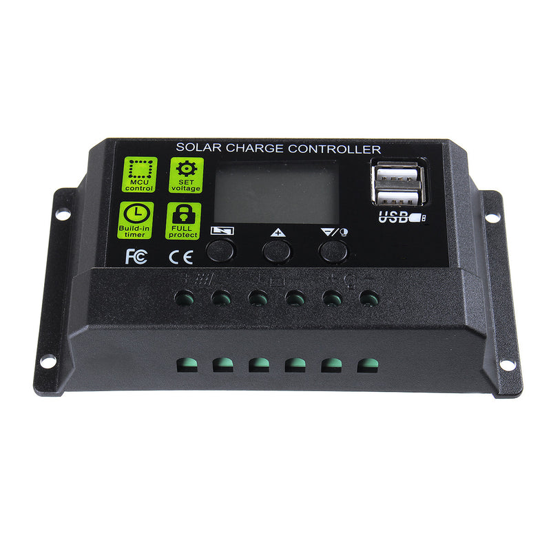 PWM 10A 12V/24V Auto Solar Panel Solar Charge Controller Battery Charge Adapter LCD USB