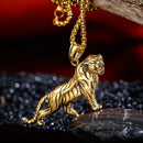 Personality Domineering Gold Silver Men's Chain Necklace Tiger Titanium Steel Pendant