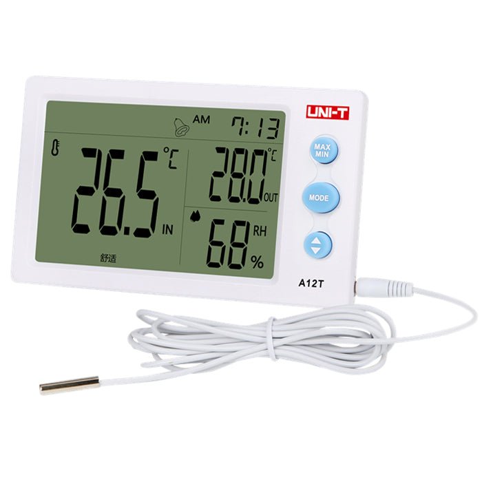 UNI-T A12T Digital LCD Thermometer Hygrometer Temperature Humidity Meter Alarm Clock Weather Station