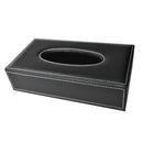 Car Home Rectangle Shaped Faux Leather Case Paper Tissue Box Holder Black D4Q4