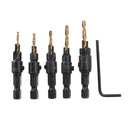 5pcs HSS 5/6/8/10/12 Countersink Chamfer Drill Bit Set Pilot Hole Woodworking Tool