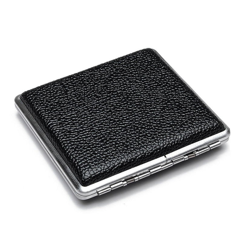 Black Pocket Leather Metal Tobacco 20 Smoke Holder Storage Case Cigarette case Cards Storage Case