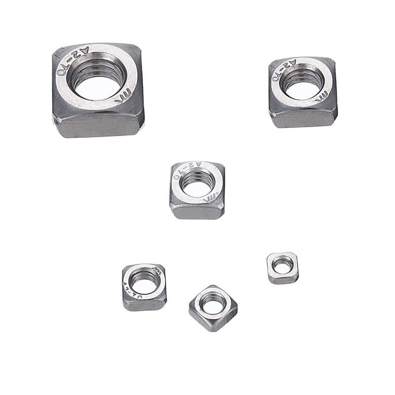 Suleve MXSN5 260Pcs Square Nut 304 Stainless Steel Machine Screw Nuts M3/M4/M5/M6/M8/M10