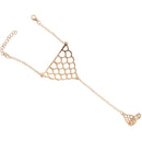 Gothic Punk Golden Alloy Harness Bracelet Cuff Chain w / Ring