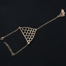 Gothic Punk Golden Alloy Harness Bracelet Cuff Chain w / Ring