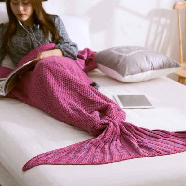 Honana WX-29 3 Size Yarn Knitting Mermaid Tail Blankets Fibers Warm Soft Home Office Sleep Bag Bed Mat