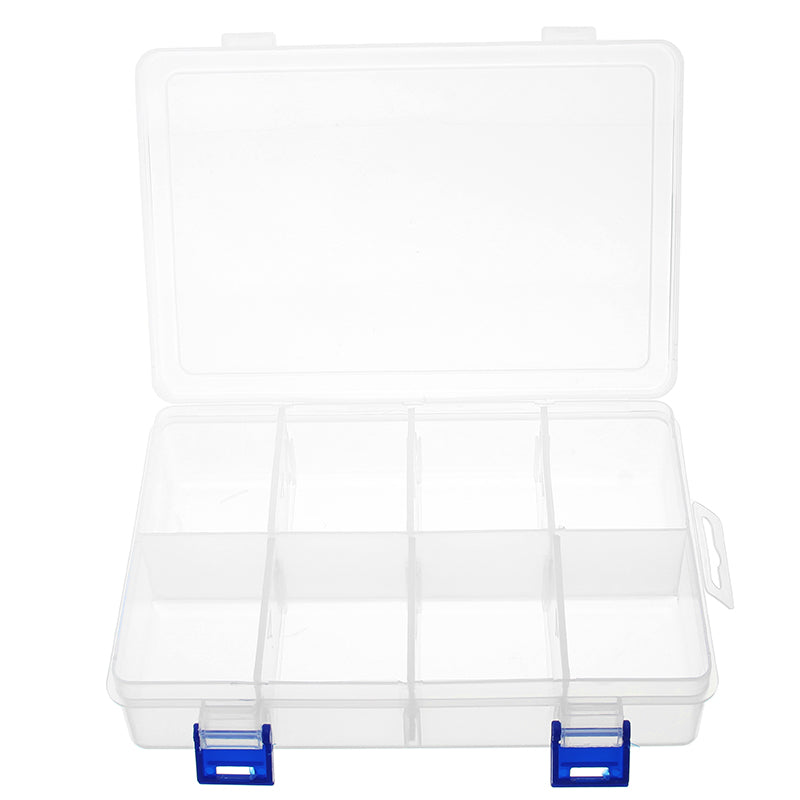 8 Grids Transparent Storage Box Double Latch Compartments Parts Container Assortment Organizer