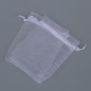 100pcs White Eyelash Organza Drawstring Pouches Jewelry Party Wedding Favor I5E2