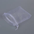 100pcs White Eyelash Organza Drawstring Pouches Jewelry Party Wedding Favor I5E2