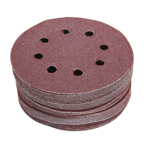 50pcs 5 Inch 8 Hole 80/120/180/240/320 Grit Sanding Disc Polishing Tool
