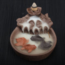 Porcelain Backflow Cone Incense Burner Buddha Ceramic Buddhist Sandalwood Holder Fish Decor