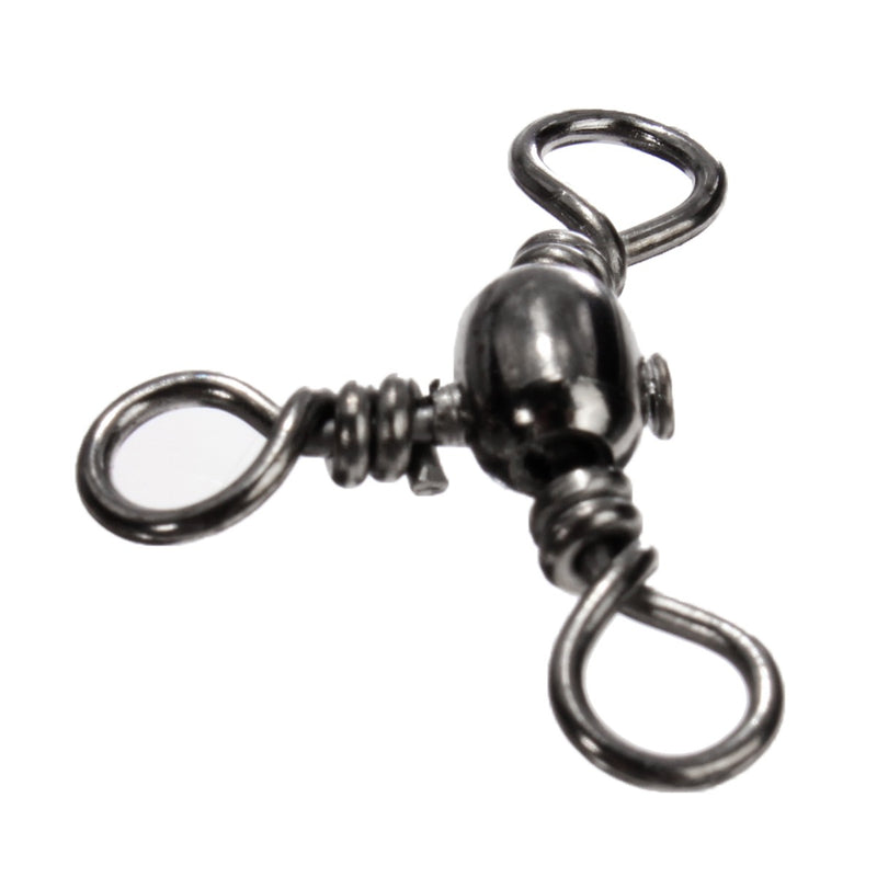 ZANLURE 100 Pcs 3 Way Barrel Swivels Solid Rig Rings Fishing Lures Connector Tackle