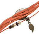 Weave Wrap Around Leather Bracelet Lady Woman Wrist Watch - Yellow N7A7