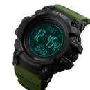 SKMEI 1356 Compass Pedometer Calorie Sport Watch Chronograph World Time Stopwatch Digital Watch