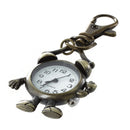 Retro Bronze Metal Clock Robot Keyring Chain with Clock 1.8" NEW W1V8