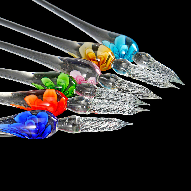 Crystal Glass Dip Pen Set Glass Sign Pen Non-carbon Ink Fountain Signature Writing with Gift Box