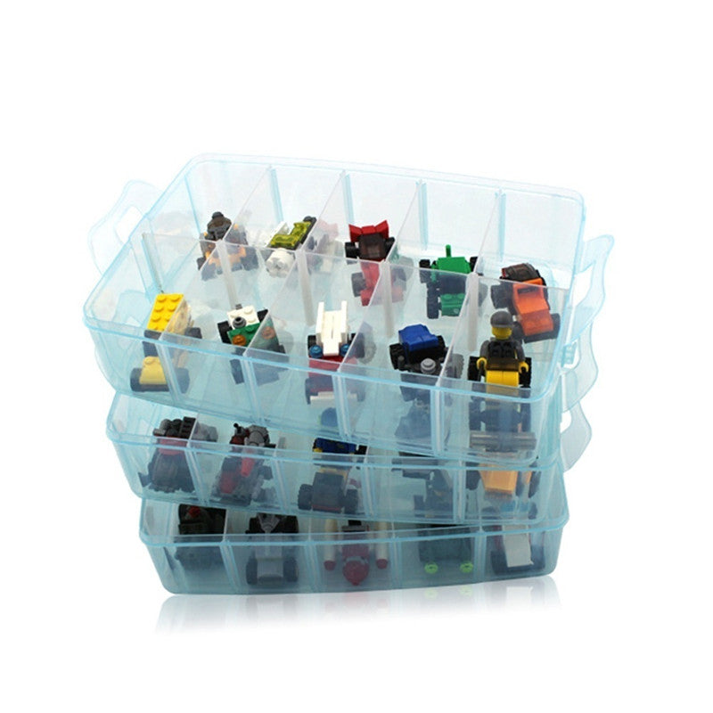 3-Layer Storage Case Detachable Plastic Cosmetic Tool Box Jewelry Holder Container 30 Grid