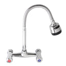 Wall Mount Brass Mixer Tap Faucet Kitchen Sink Basin Flexible Spout Dual handle Faucet