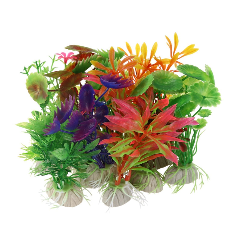 10 x Mixed Artificial Aquarium Fish Tank Water Plant Plastic Decoration Orn F6W3