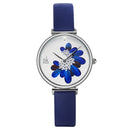 SHENGKE SK K0123 Leaves Pattern Crystal Flowers Female Fashion Elegant Women Ladies Leather Quartz Watch