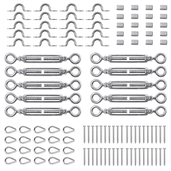 110PCS Stainless Steel G316 Turnbuckle Balustrade Kit Wire Cable DIY HandrailCable Clip