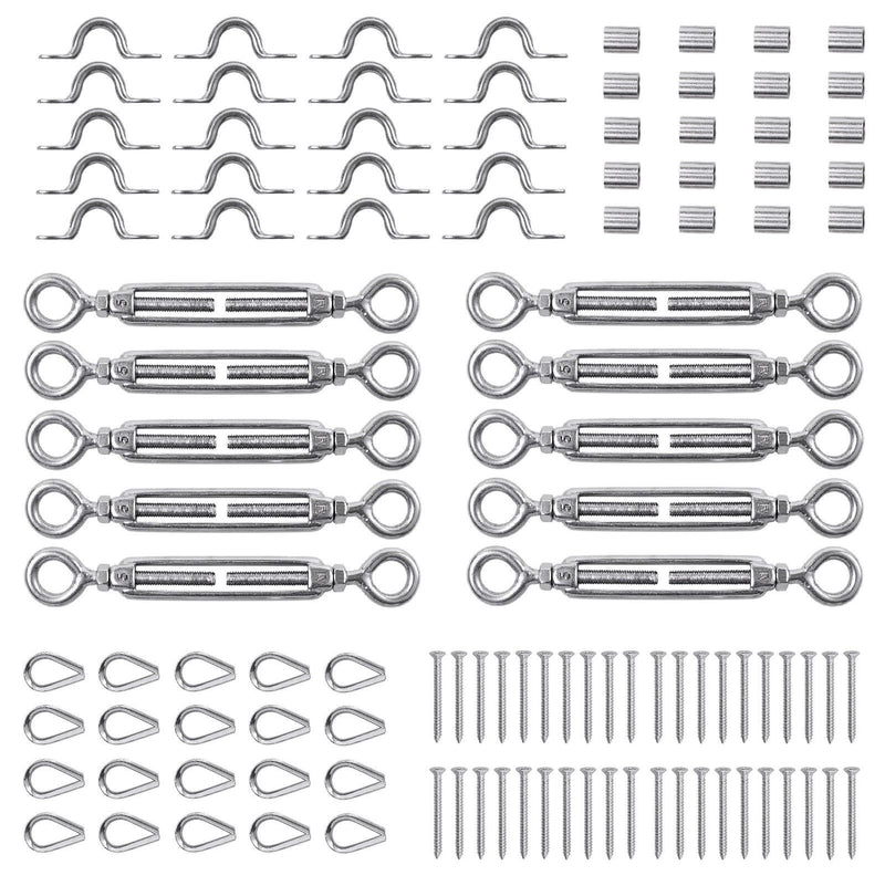 110PCS Stainless Steel G316 Turnbuckle Balustrade Kit Wire Cable DIY HandrailCable Clip