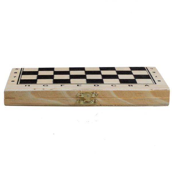 Foldable Wooden Chessboard Travel Chess Set with Lock and Hinges--Ivory and P8V4