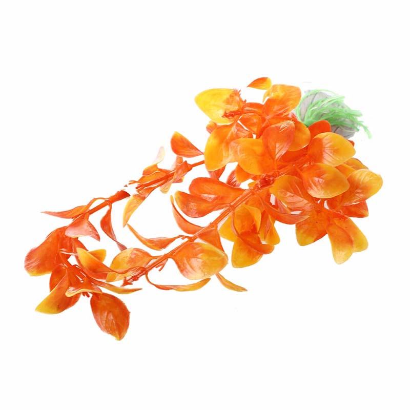 Orange Artificial Plant Plastic Aquarium Decoration E6Z4