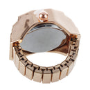 Square Dial Glitter Crystal Decor Elastic Band Finger Ring Watch Copper ToneU1B4