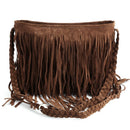 Fringe Tassel Faux Suede Shoulder Messenger Bag Women Handbag Brown V7M6