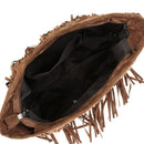 Fringe Tassel Faux Suede Shoulder Messenger Bag Women Handbag Brown U5T4