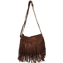 Fringe Tassel Faux Suede Shoulder Messenger Bag Women Handbag Brown V7M6
