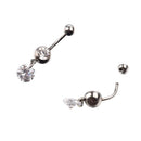 Navel ring 316L Surgical Stainless Steel Zircon 8mm V1M2