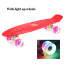 22'' LED Light Up Fish Skateboard 4 PU Wheel Single Warping Board Teenagers Kids Skateboard