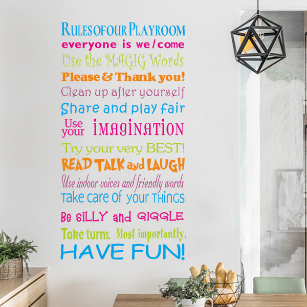 Miico FX1248 House Rules Wall Sticker Letter Proverbs Decorative Sticker Bedroom Decoration