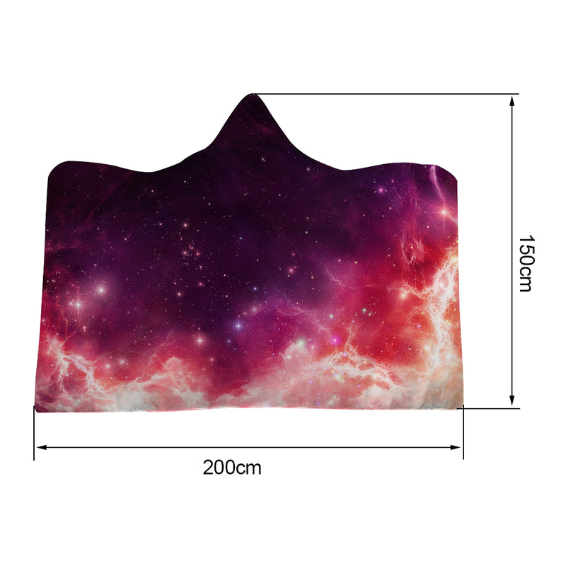 Winter Galaxy Star Plush Wearable Hooded Blankets Throw Dual Layer 3D Printing