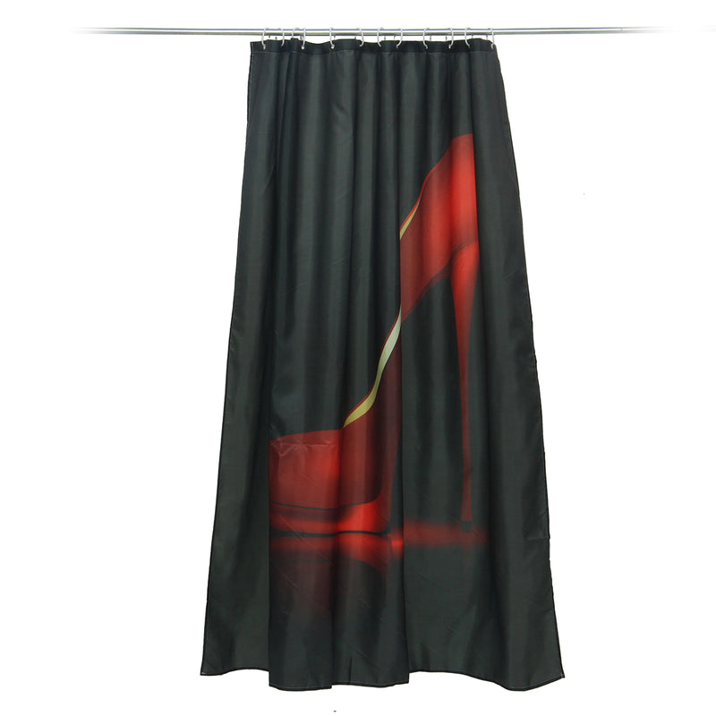 High Red Heels Black Waterproof Bathroom Shower Curtain Liner Polyester Fabric Bathroom Curtain & 12 Hooks