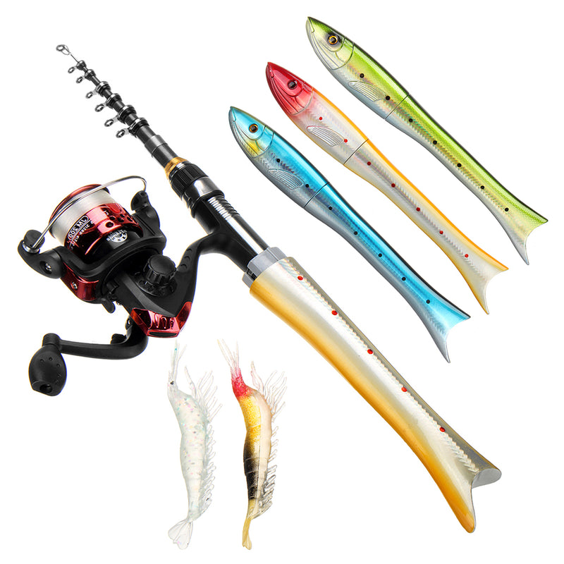 Portable Telescopic Fishing Rod Outdoor Interchangeable Collapsible Handle Fishing Reel Combos Kids Fishing Rod Fishing Tools