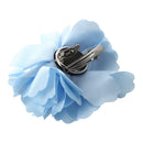 Women Girls Satin Peony Flower Hair Clip Brooch - Light Blue